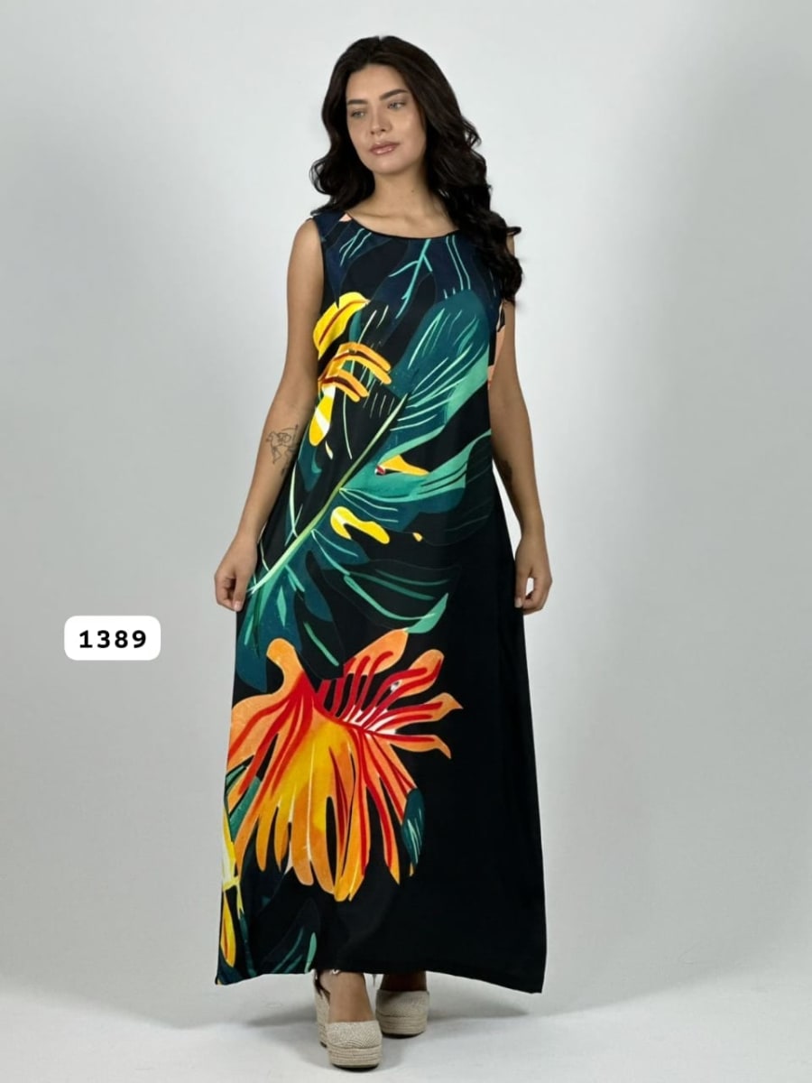 Vestido Cey Sublimado Hojas A3-809