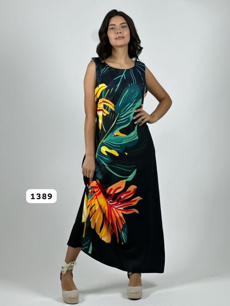 Vestido Cey Sublimado Hojas A3-8010