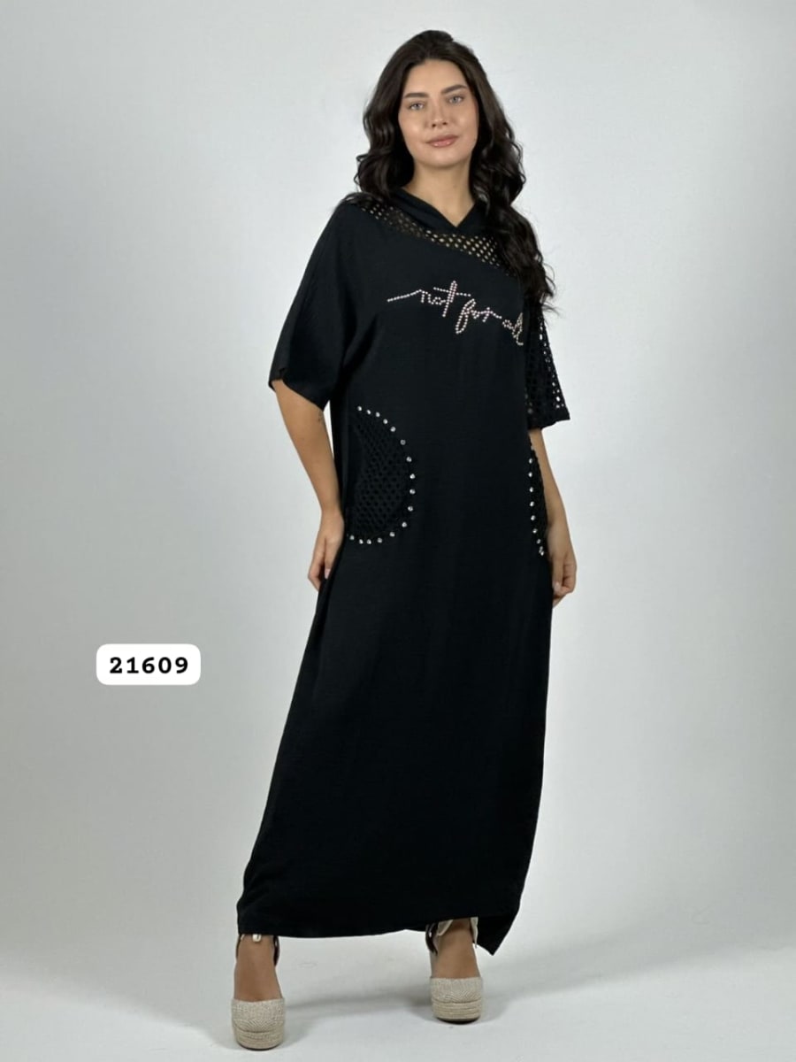 Vestido Lino Bolsillos y Hombros Broderi A4-897