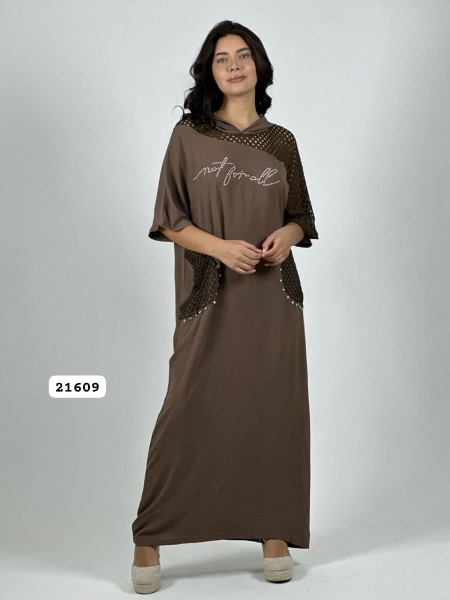 Vestido Lino Bolsillos y Hombros Broderi A4-8910