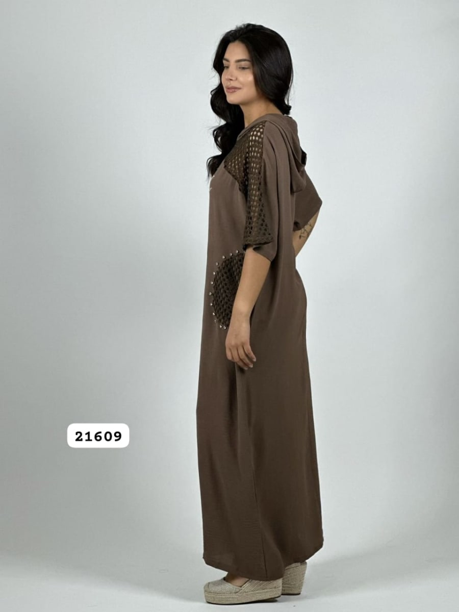 Vestido Lino Bolsillos y Hombros Broderi A4-8911