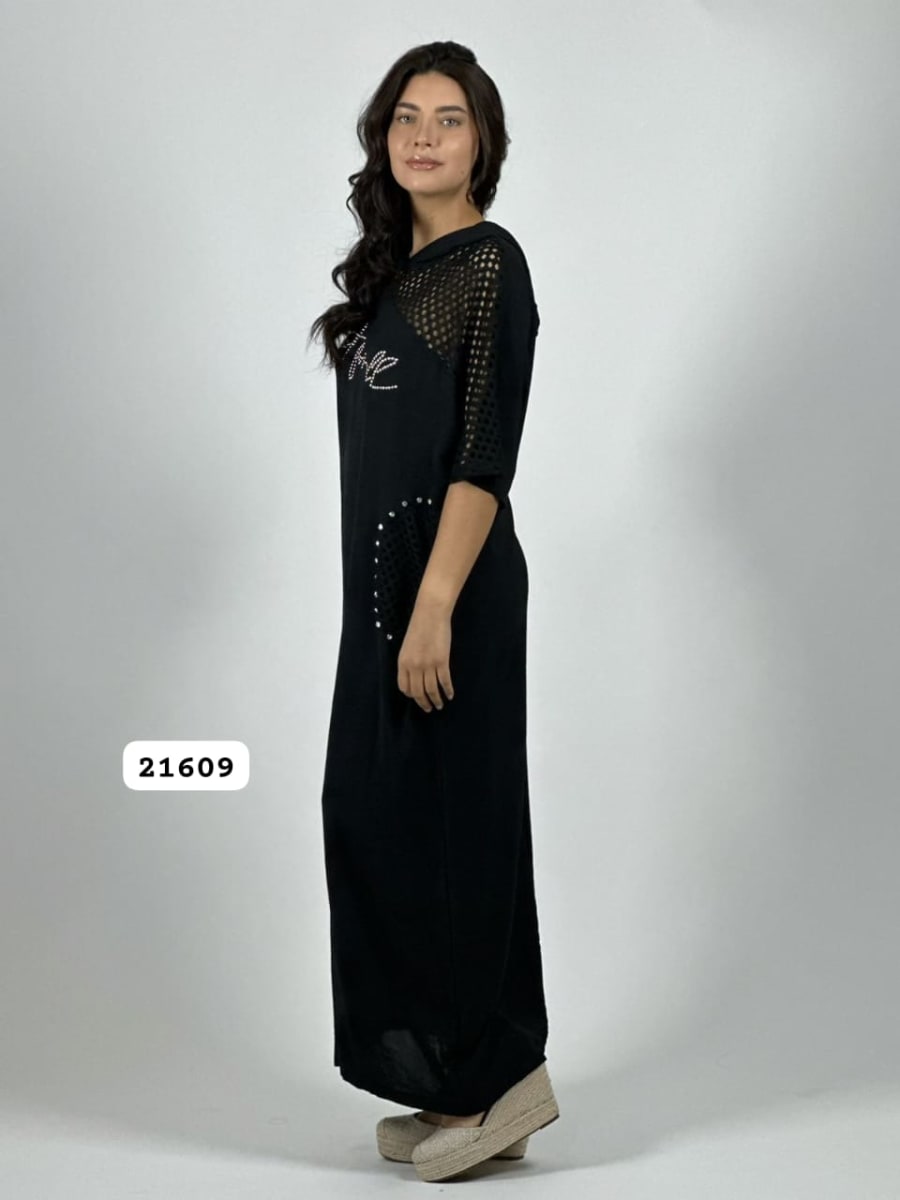 Vestido Lino Bolsillos y Hombros Broderi A4-898