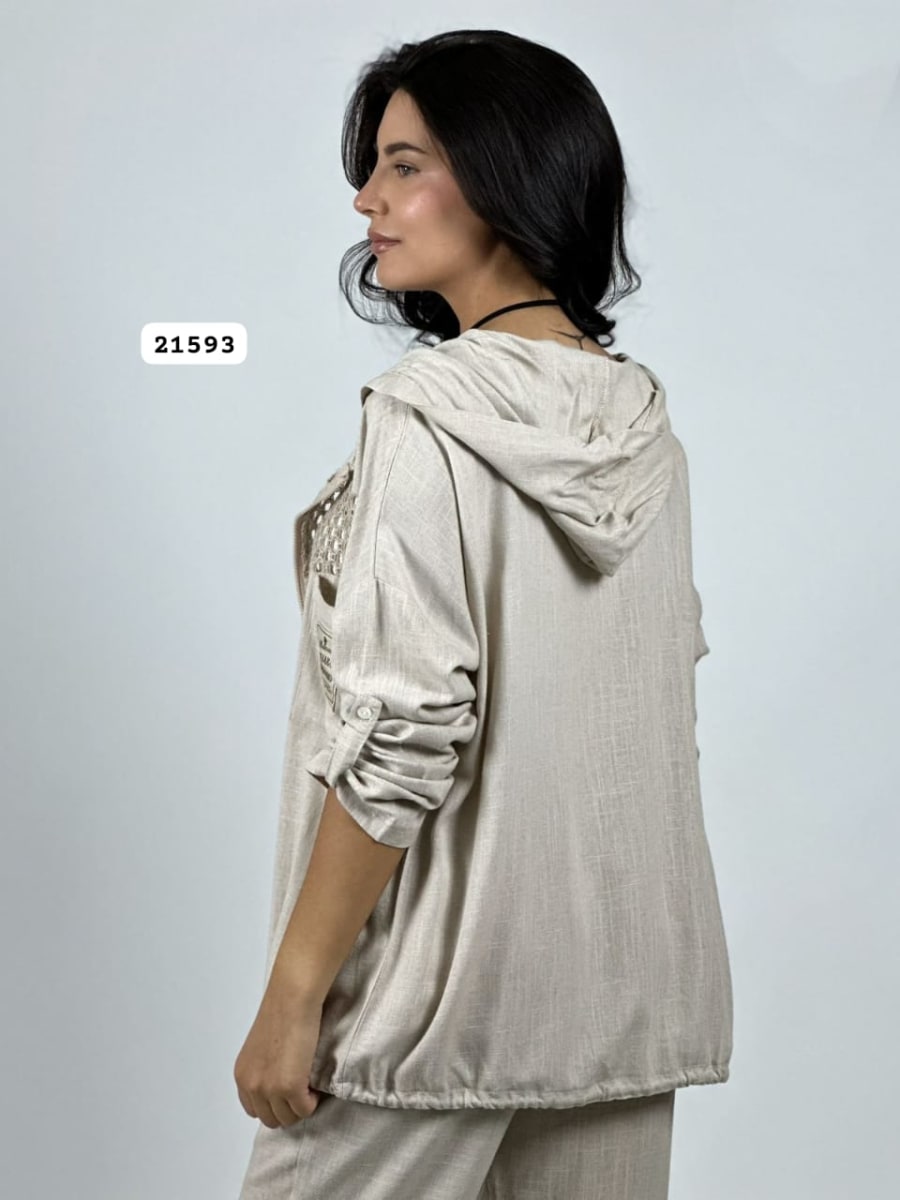 Poleron Lino Flor Brillo con Broderi A1-104