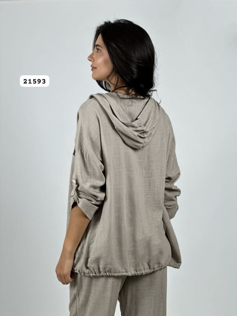 Poleron Lino Flor Brillo con Broderi A1-109