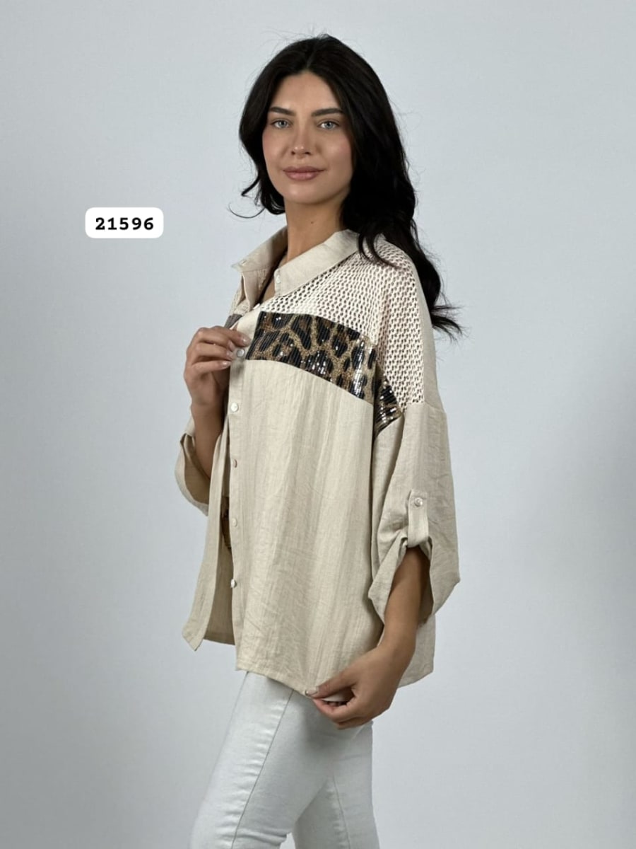 Blusa Lino Hombros Tejidos Franja Print A4-937