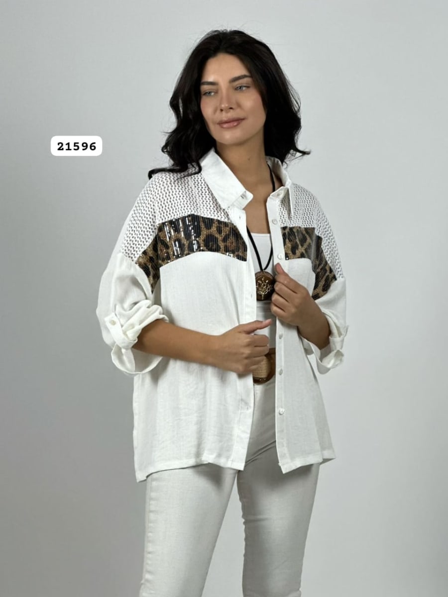 Blusa Lino Hombros Tejidos Franja Print A4-938