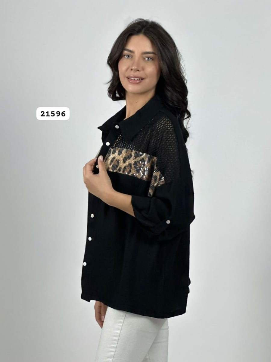 Blusa Lino Hombros Tejidos Franja Print A4-9312