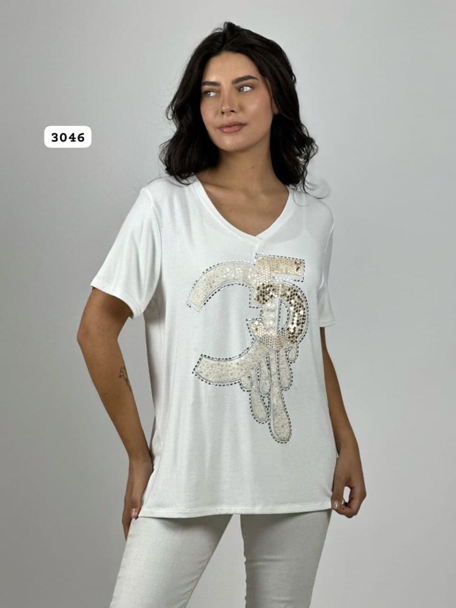 Polera Algodon C-5 Splash con Brillos A4-932