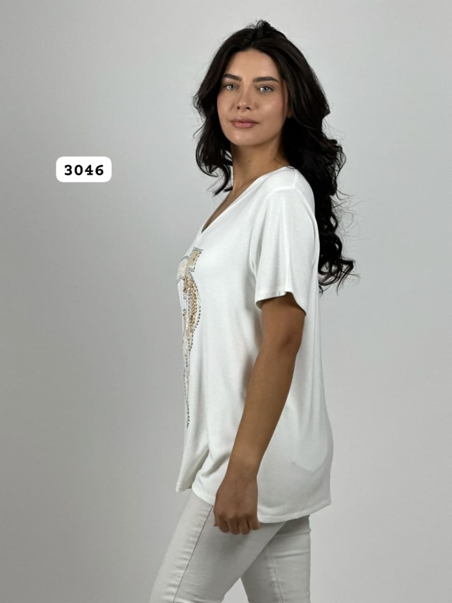 Polera Algodon C-5 Splash con Brillos A4-933