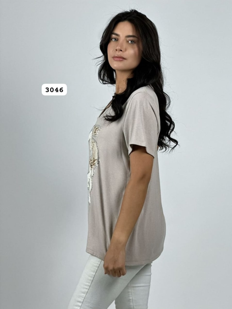 Polera Algodon C-5 Splash con Brillos A4-939