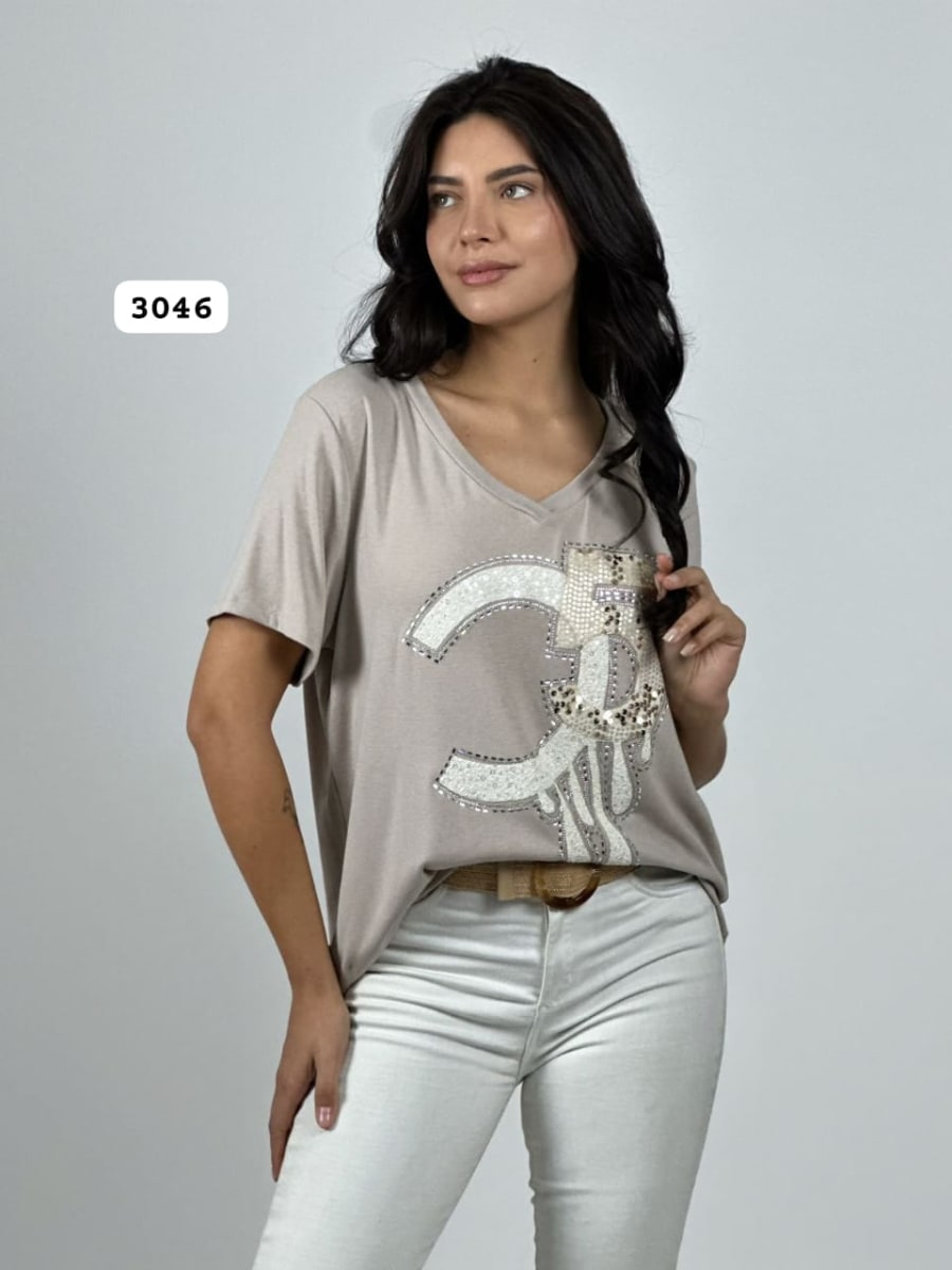 Polera Algodon C-5 Splash con Brillos A4-938