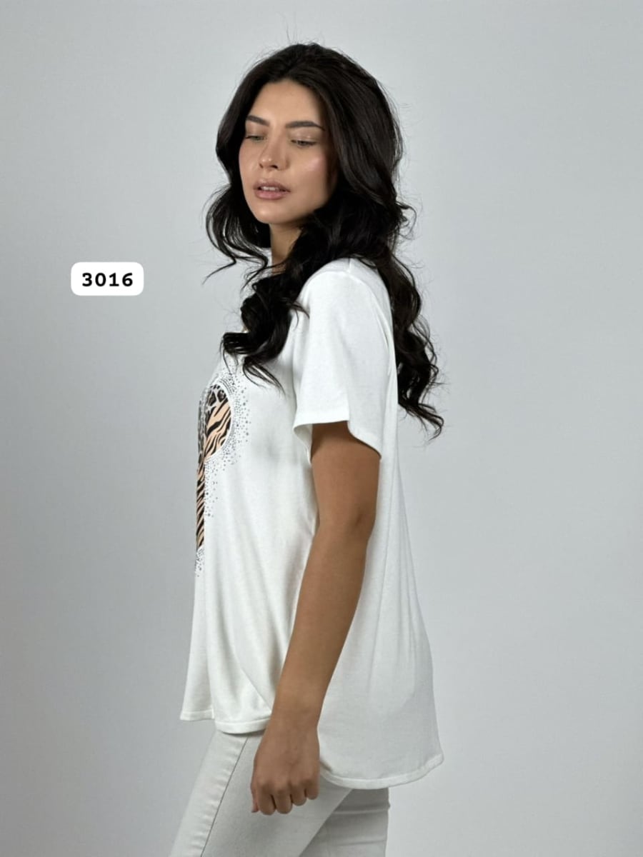 Polera Algodon MICKEY Print/Cebra Con Brillos A1-73