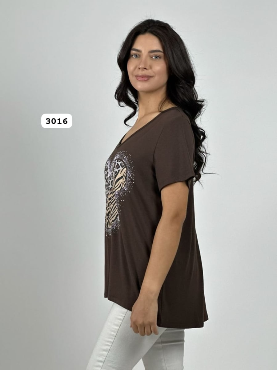 Polera Algodon MICKEY Print/Cebra Con Brillos A1-76