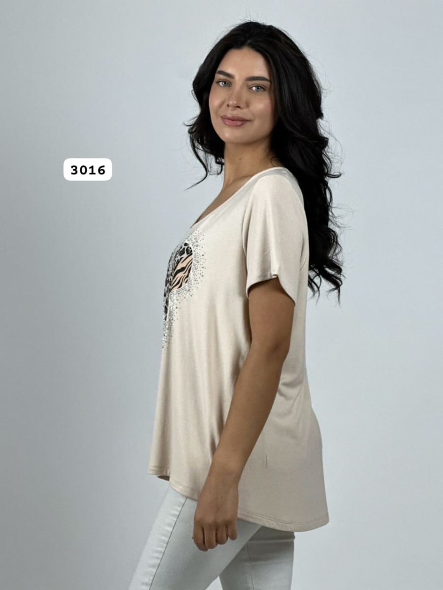 Polera Algodon MICKEY Print/Cebra Con Brillos A1-79