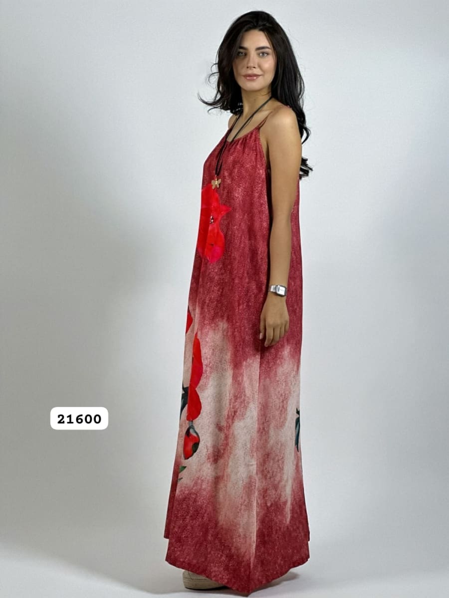 Vestido Mezcilla Delgada Con Flores Cayena A3-723