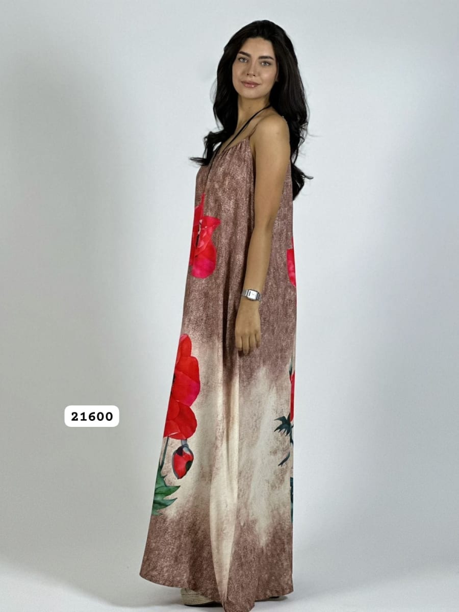 Vestido Mezcilla Delgada Con Flores Cayena A3-7211