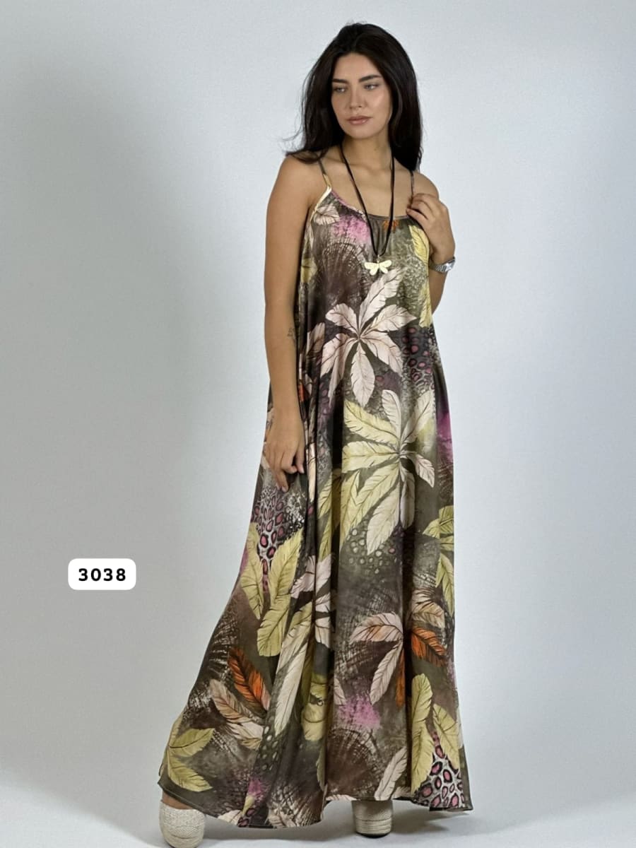 Vestido de Hojas Estampado Hojas A3-722