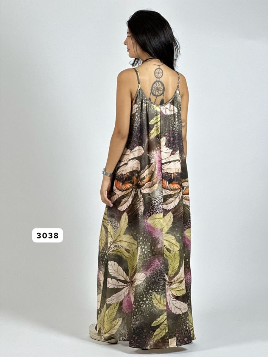 Vestido de Hojas Estampado Hojas A3-723