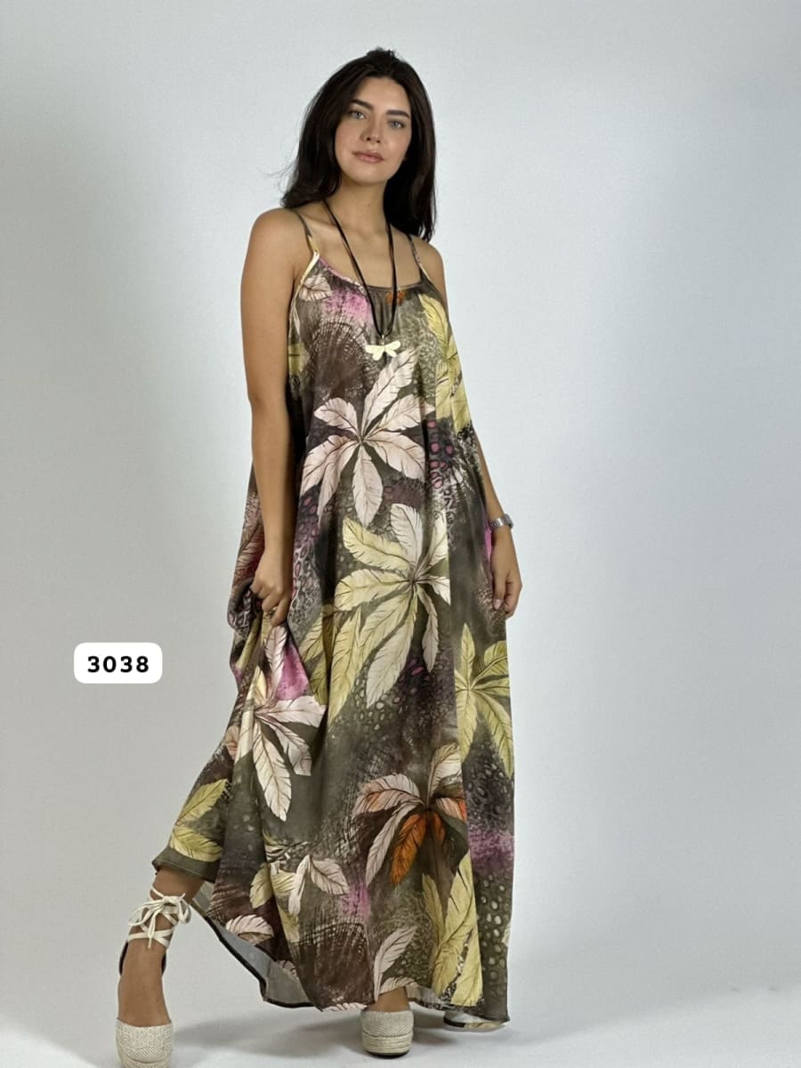 Vestido de Hojas Estampado Hojas A3-721