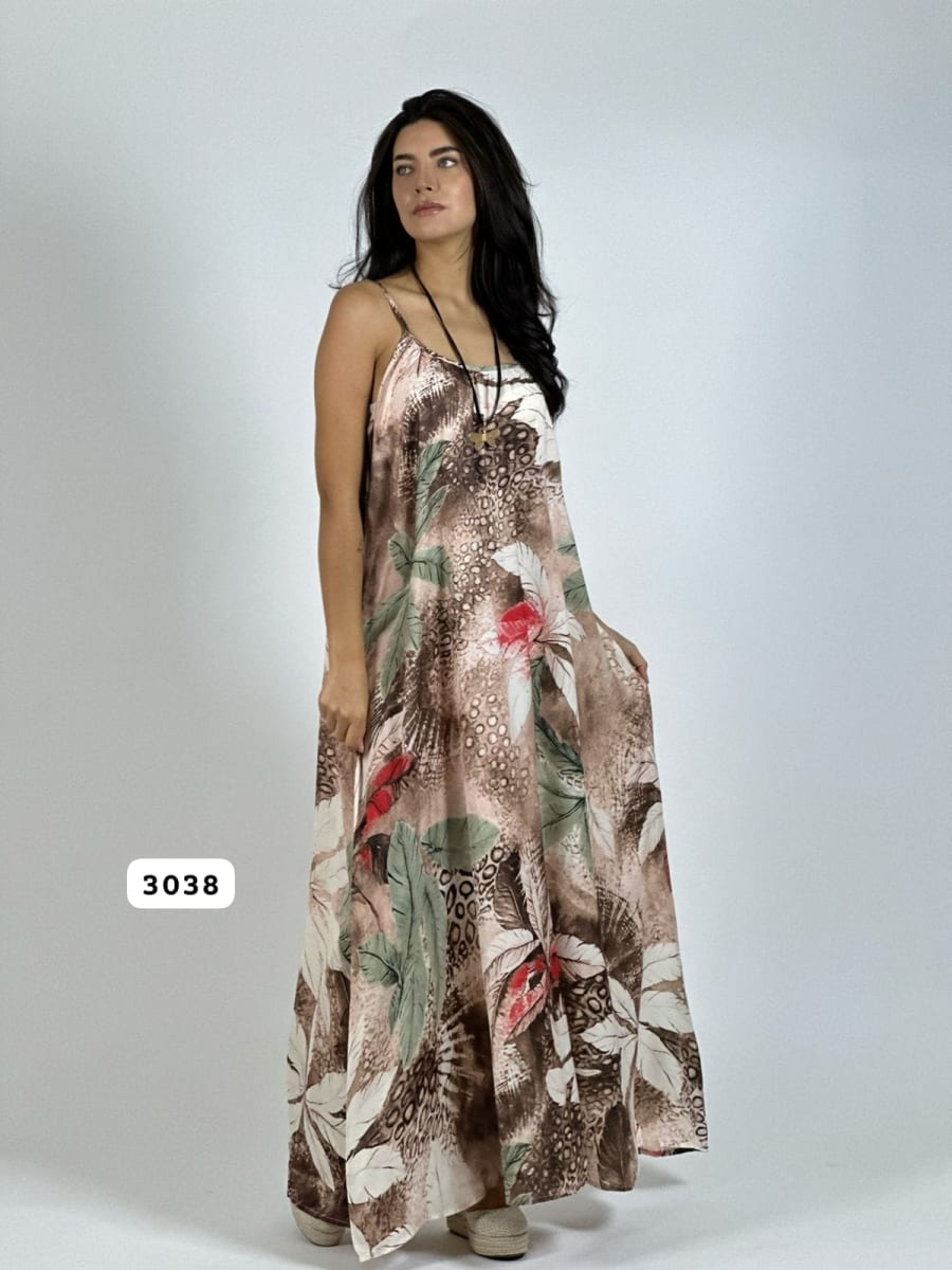 Vestido de Hojas Estampado Hojas A3-726