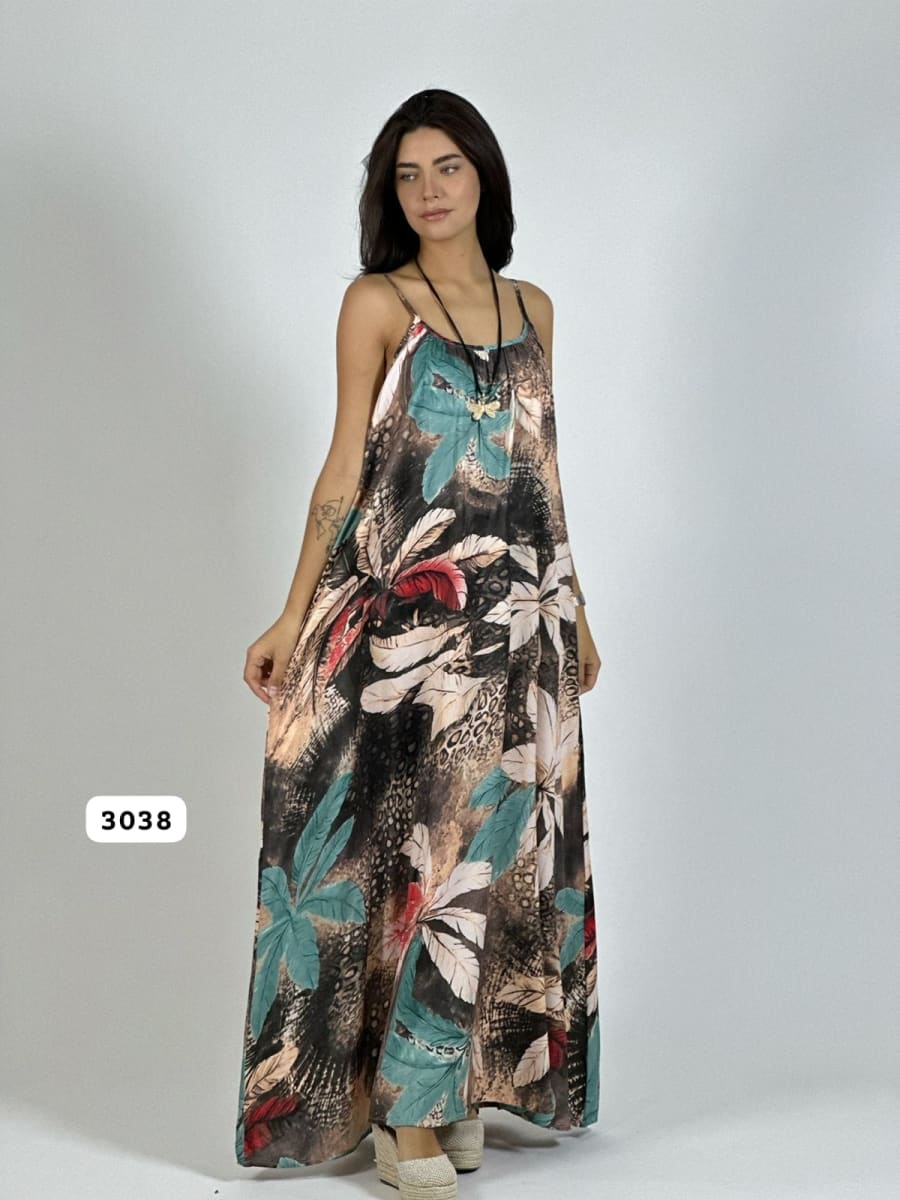 Vestido de Hojas Estampado Hojas A3-7214