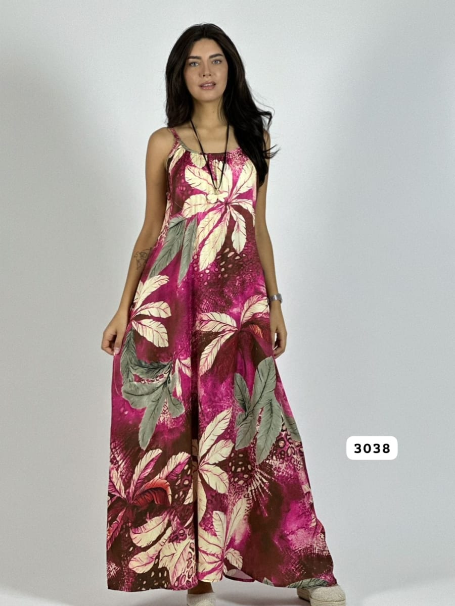 Vestido de Hojas Estampado Hojas A3-729