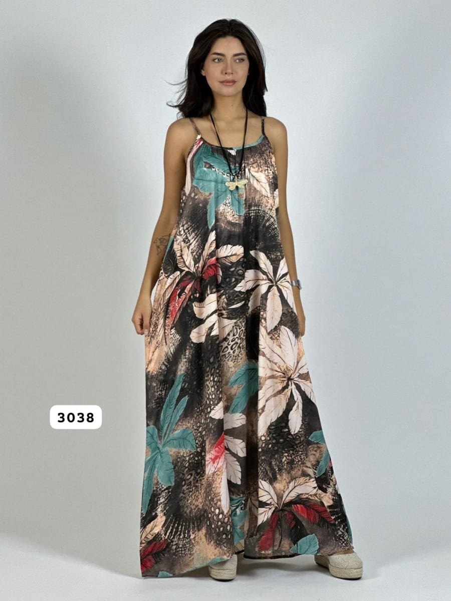 Vestido de Hojas Estampado Hojas A3-7213