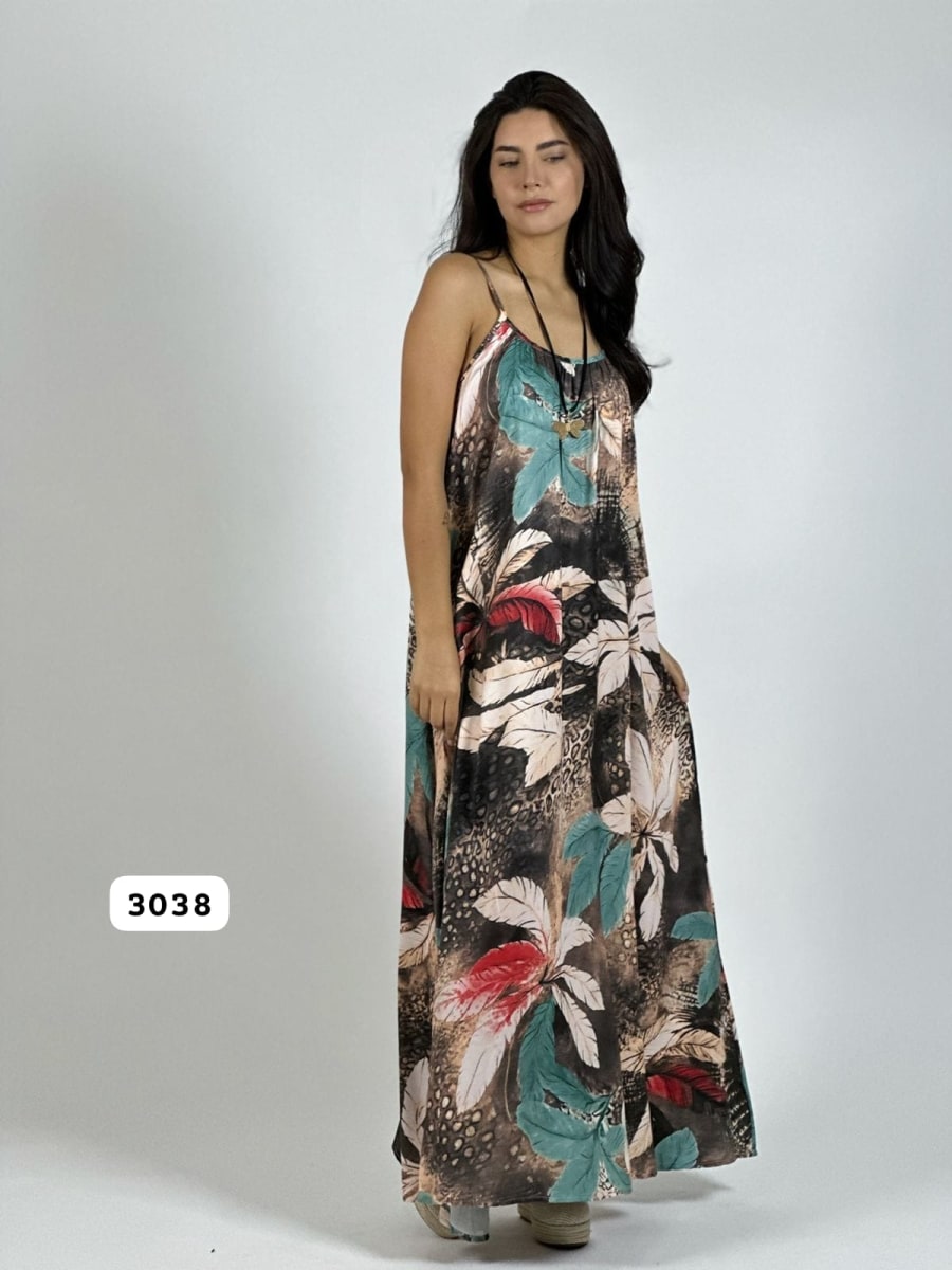 Vestido de Hojas Estampado Hojas A3-7215