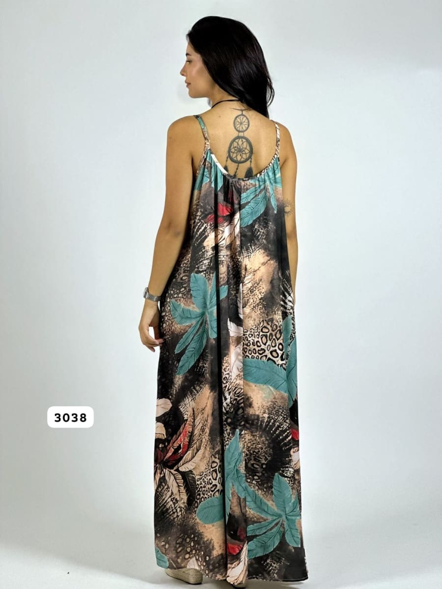 Vestido de Hojas Estampado Hojas A3-7216
