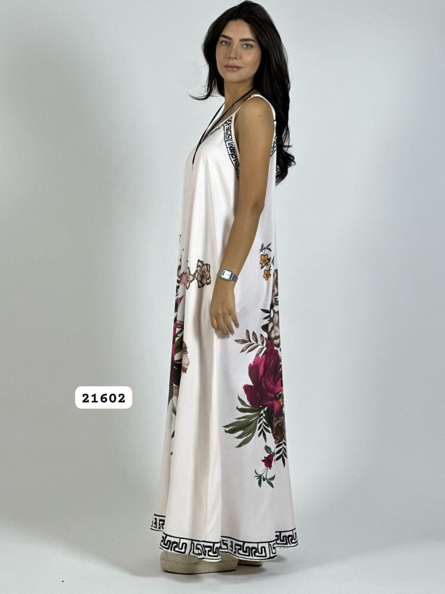 Vestido Satín Con Flores A3-669