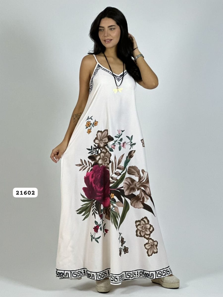 Vestido Satín Con Flores A3-668