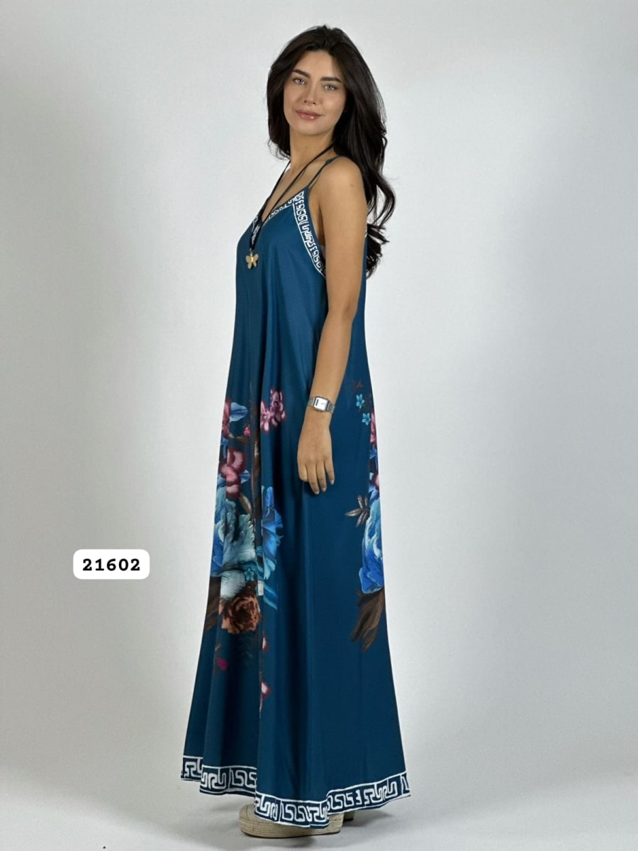 Vestido Satín Con Flores A3-6611