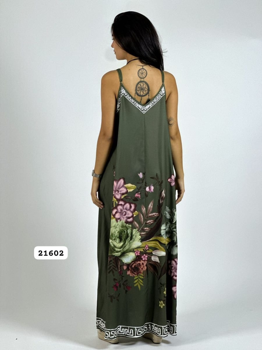 Vestido Satín Con Flores A3-666