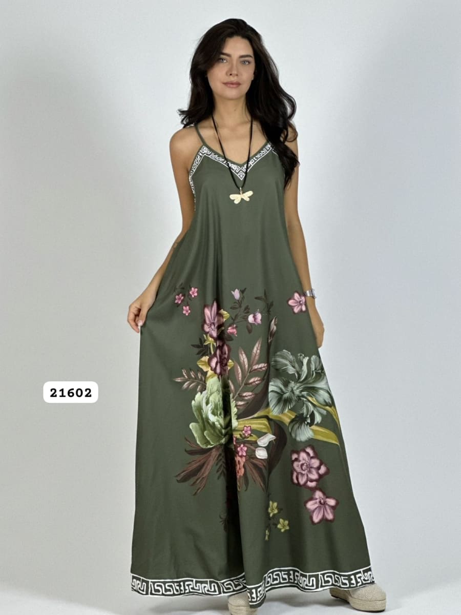 Vestido Satín Con Flores A3-664