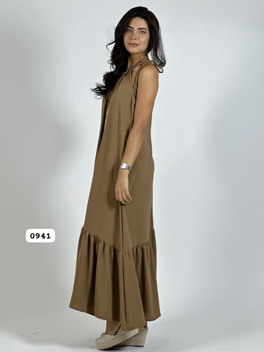 Vestido Cey Casual Amarrado con Vuelo A3-82B3