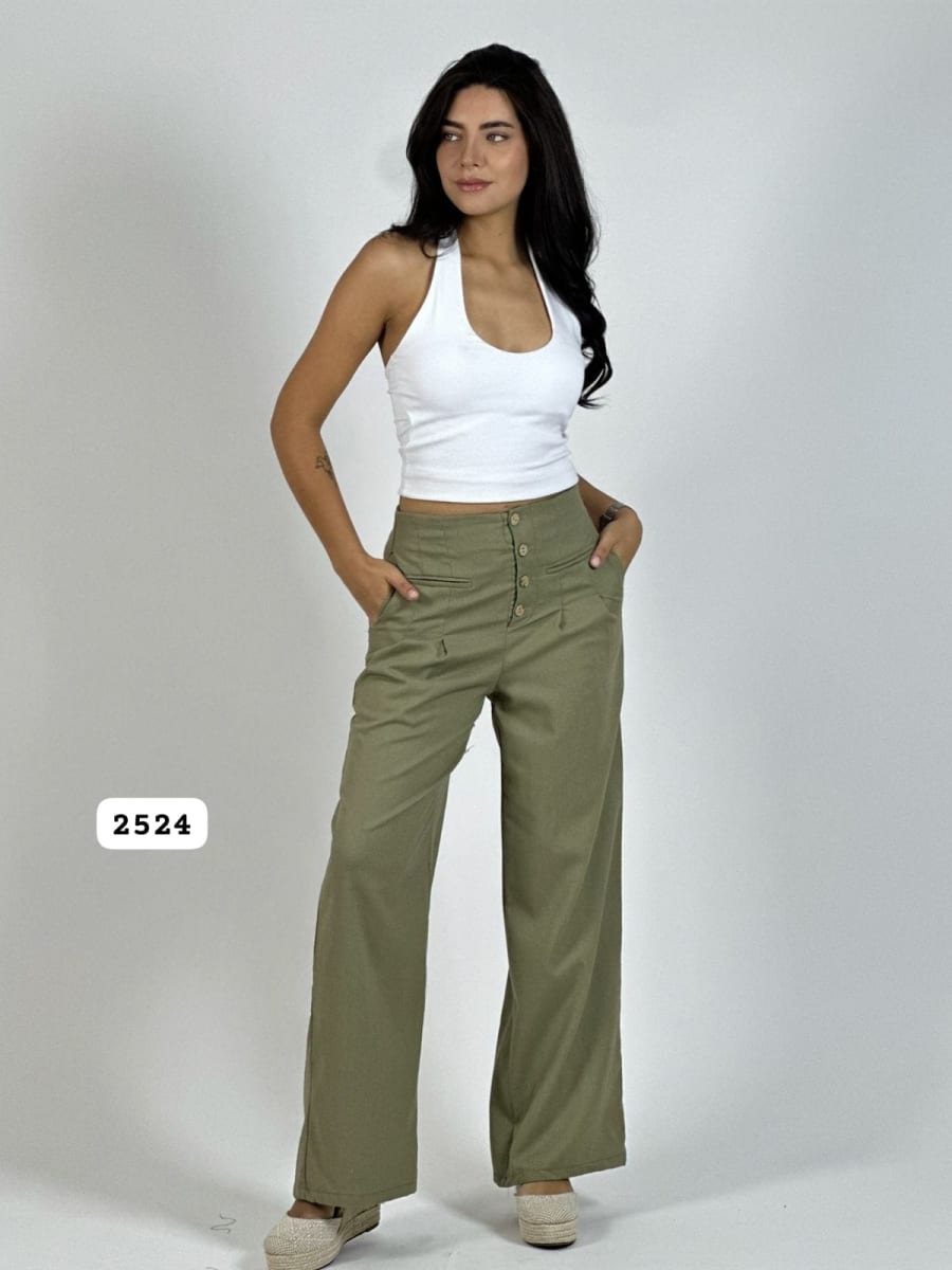Pantalon Lino Casual Abotonado A1-302