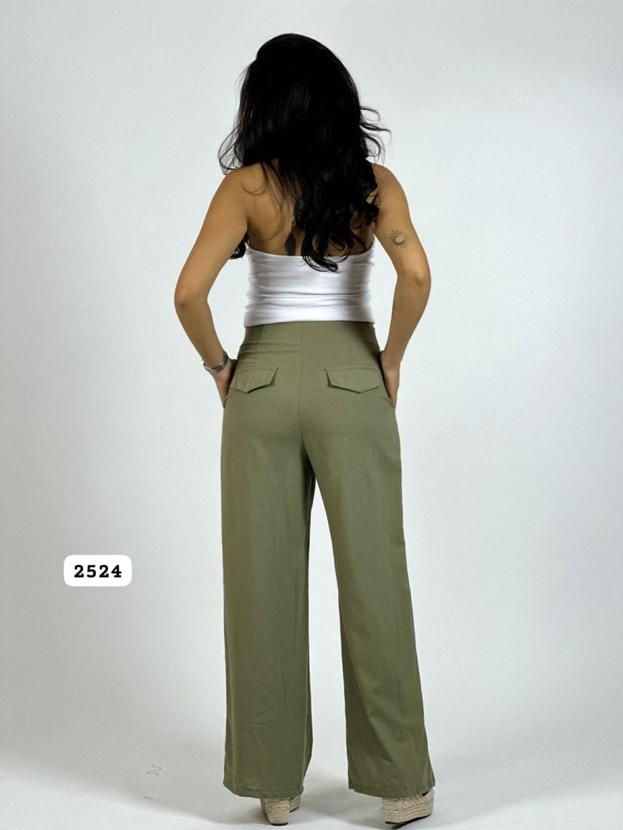 Pantalon Lino Casual Abotonado A1-303