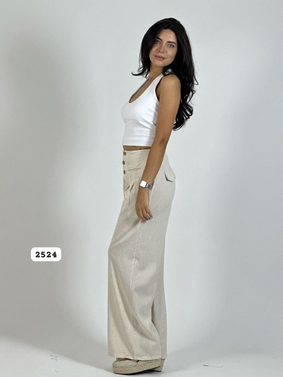 Pantalon Lino Casual Abotonado A1-3013