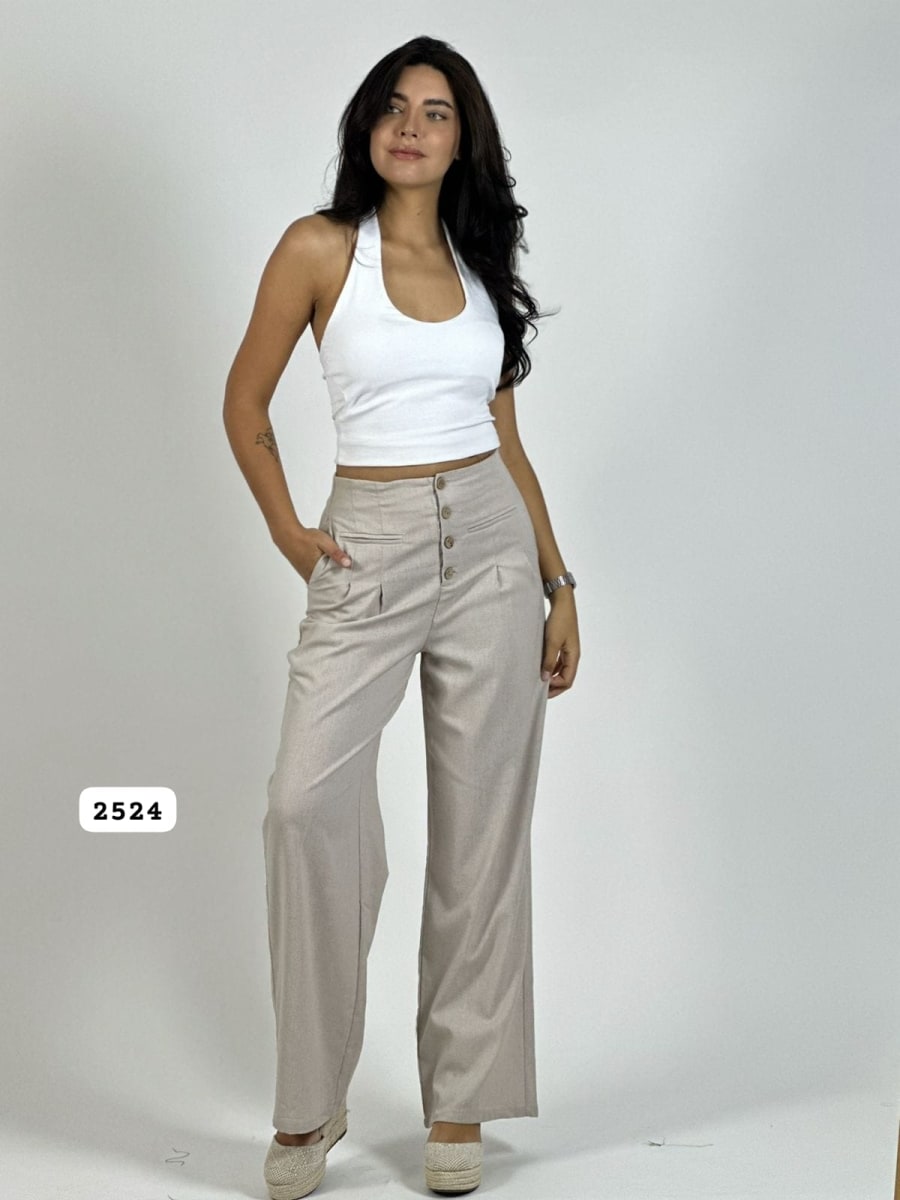 Pantalon Lino Casual Abotonado A1-305