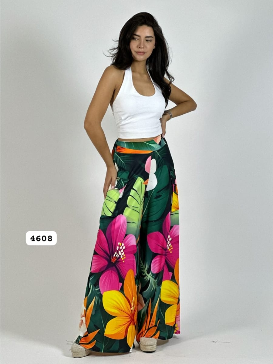 Palazzo Multifloral Bolsillos Cargo A4-861