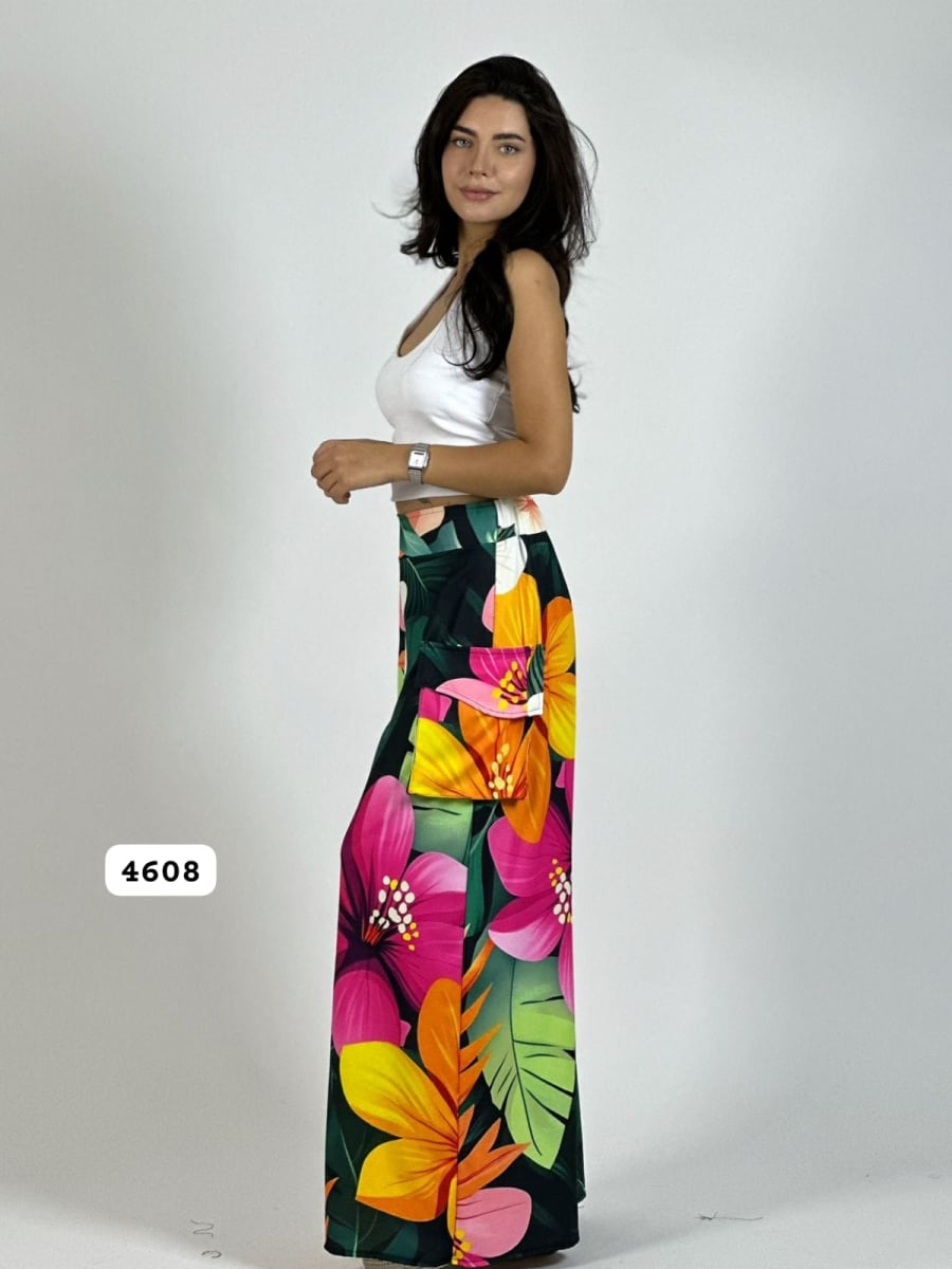 Palazzo Multifloral Bolsillos Cargo A4-863