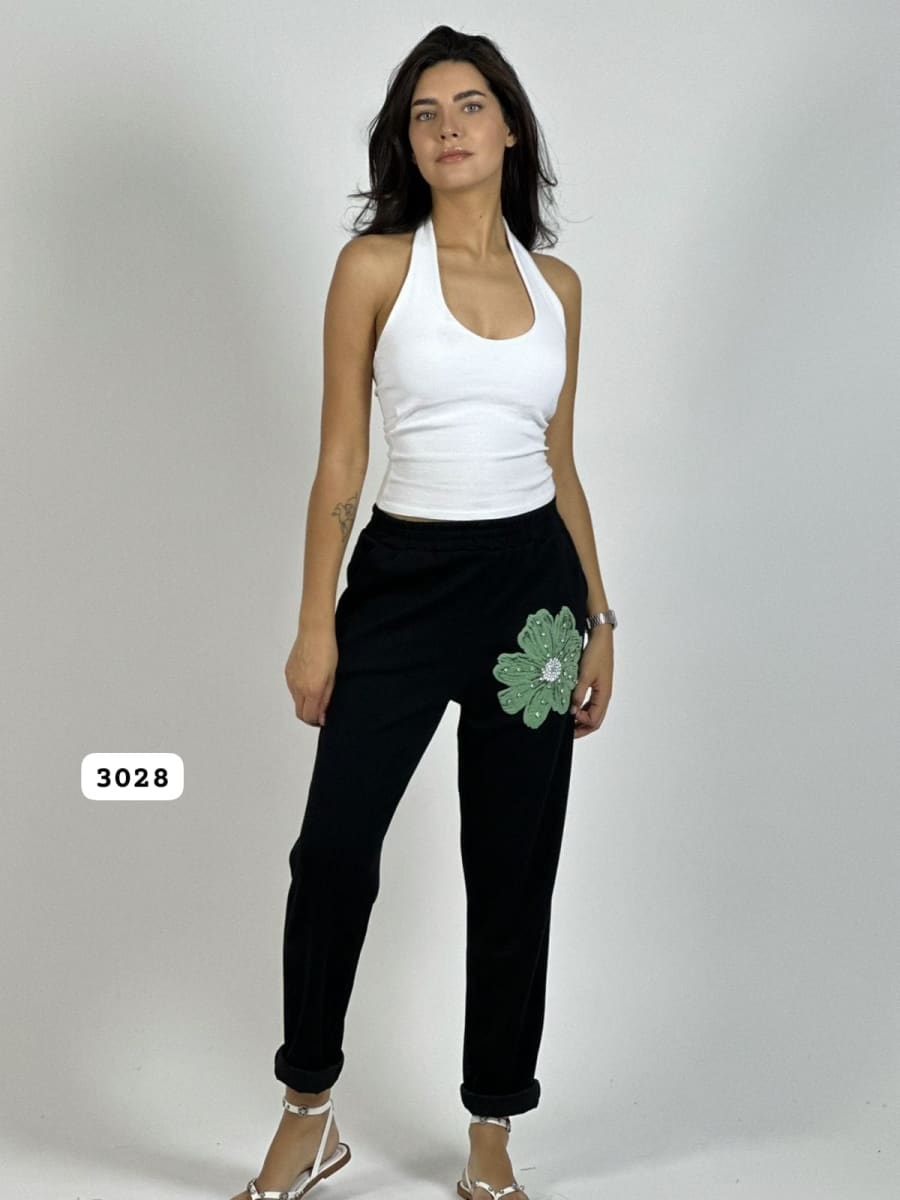 Jogger Algodón Con Flor A3-694