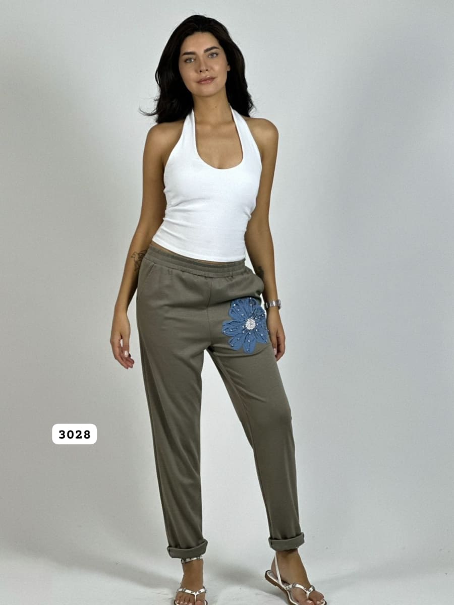 Jogger Algodón Con Flor A3-697