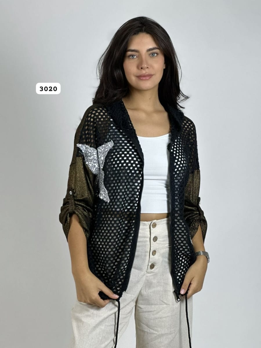 Poleron de Hilo Tejido Con Estrellas Brillantes A3-6610