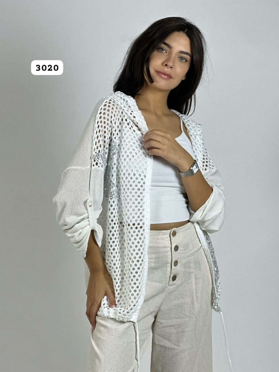 Poleron de Hilo Tejido Con Estrellas Brillantes A3-667