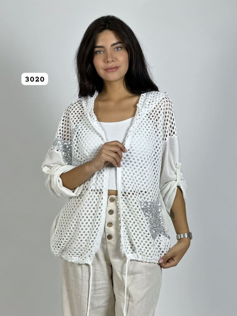 Poleron de Hilo Tejido Con Estrellas Brillantes A3-666