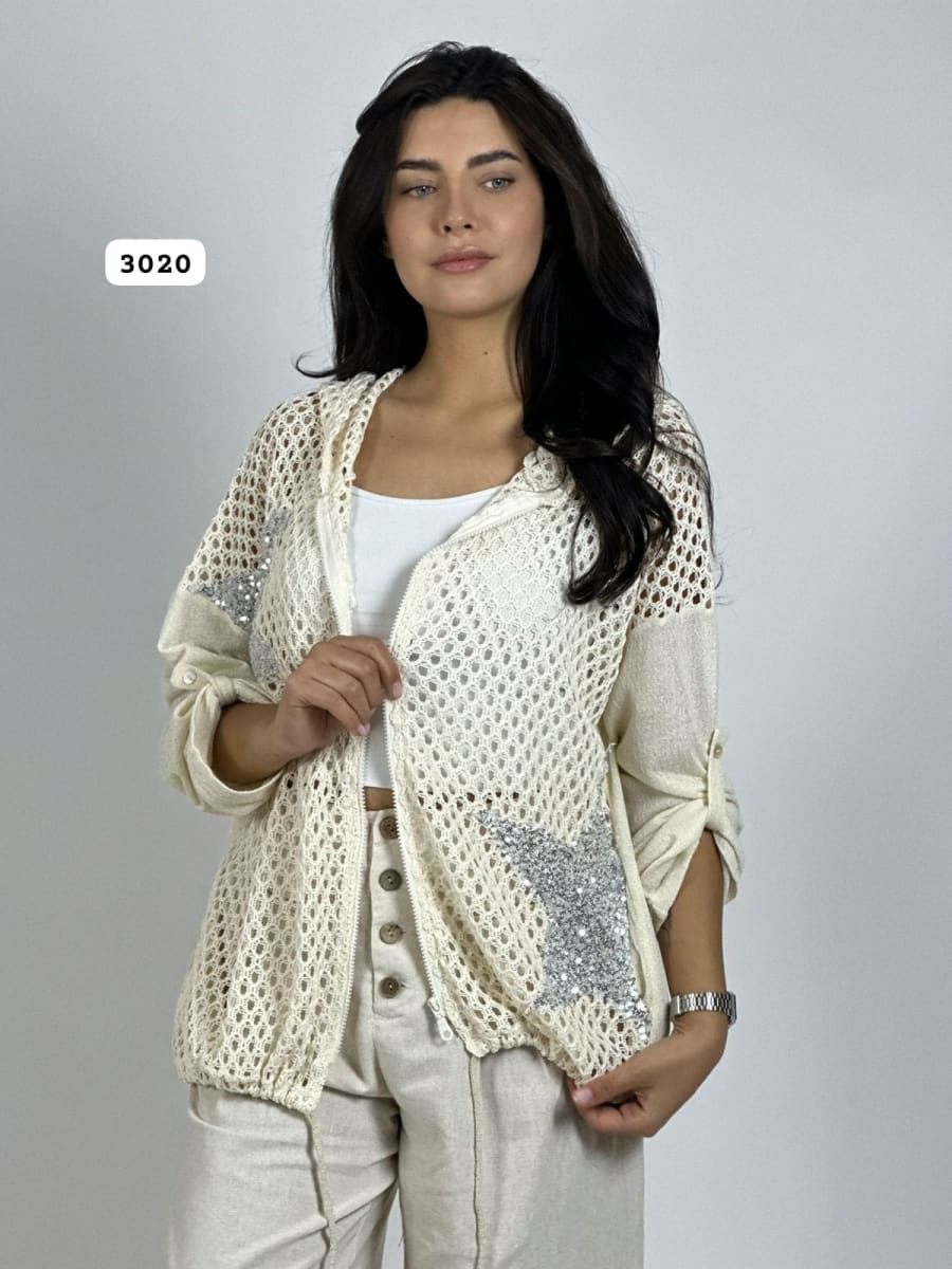 Poleron de Hilo Tejido Con Estrellas Brillantes A3-663