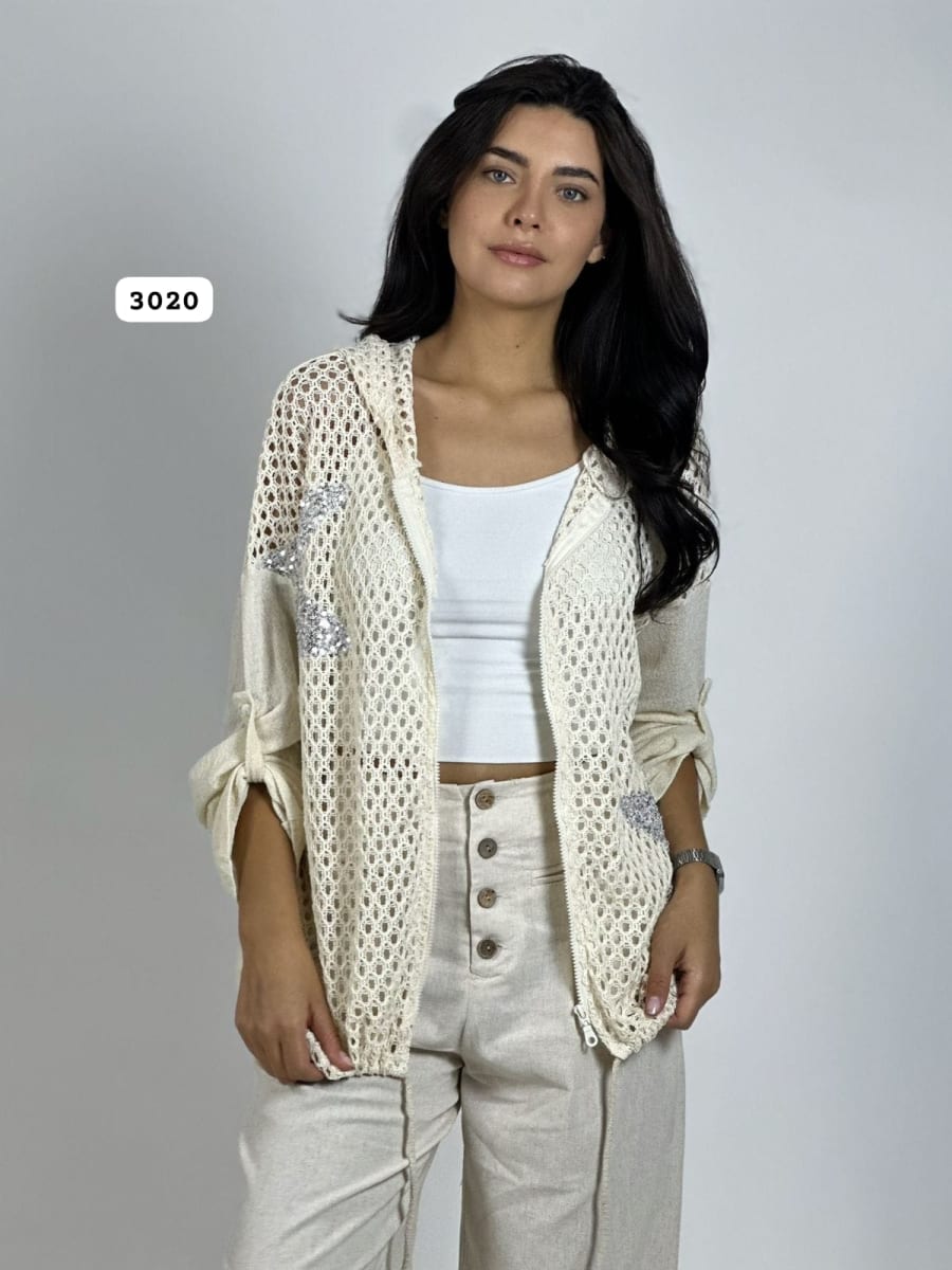 Poleron de Hilo Tejido Con Estrellas Brillantes A3-661