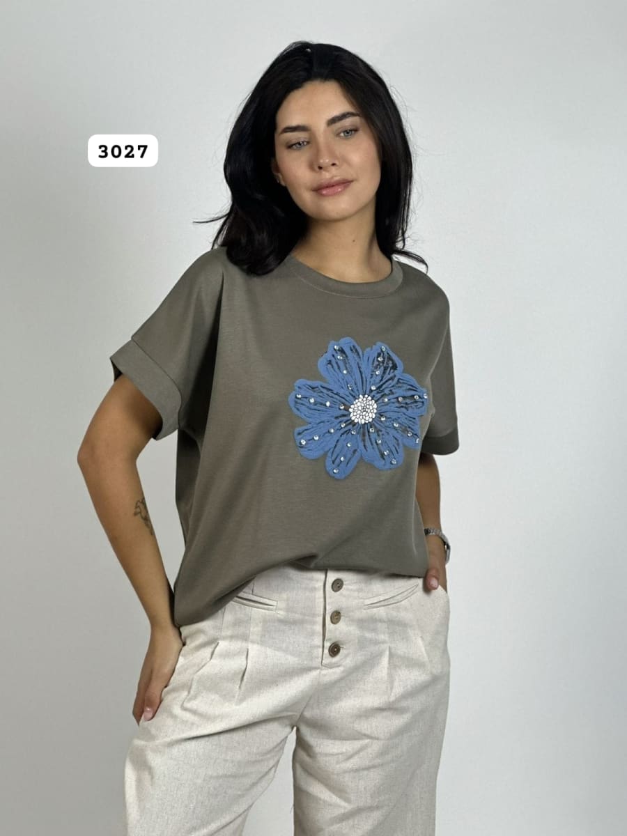 Polera de Algodón Con Flor A3-695