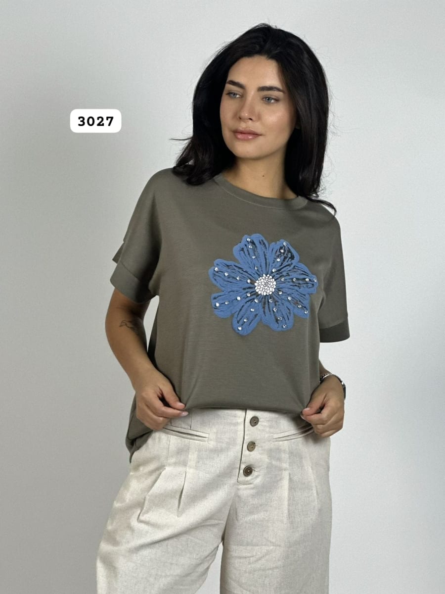 Polera de Algodón Con Flor A3-696